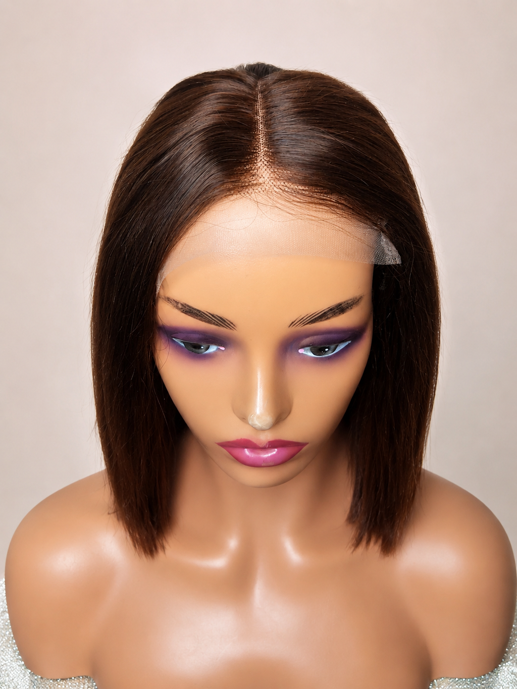 Straight Bob with Closure and Elastic Band (Color Brown or Color 4) Desire-Beauty Hair Collections