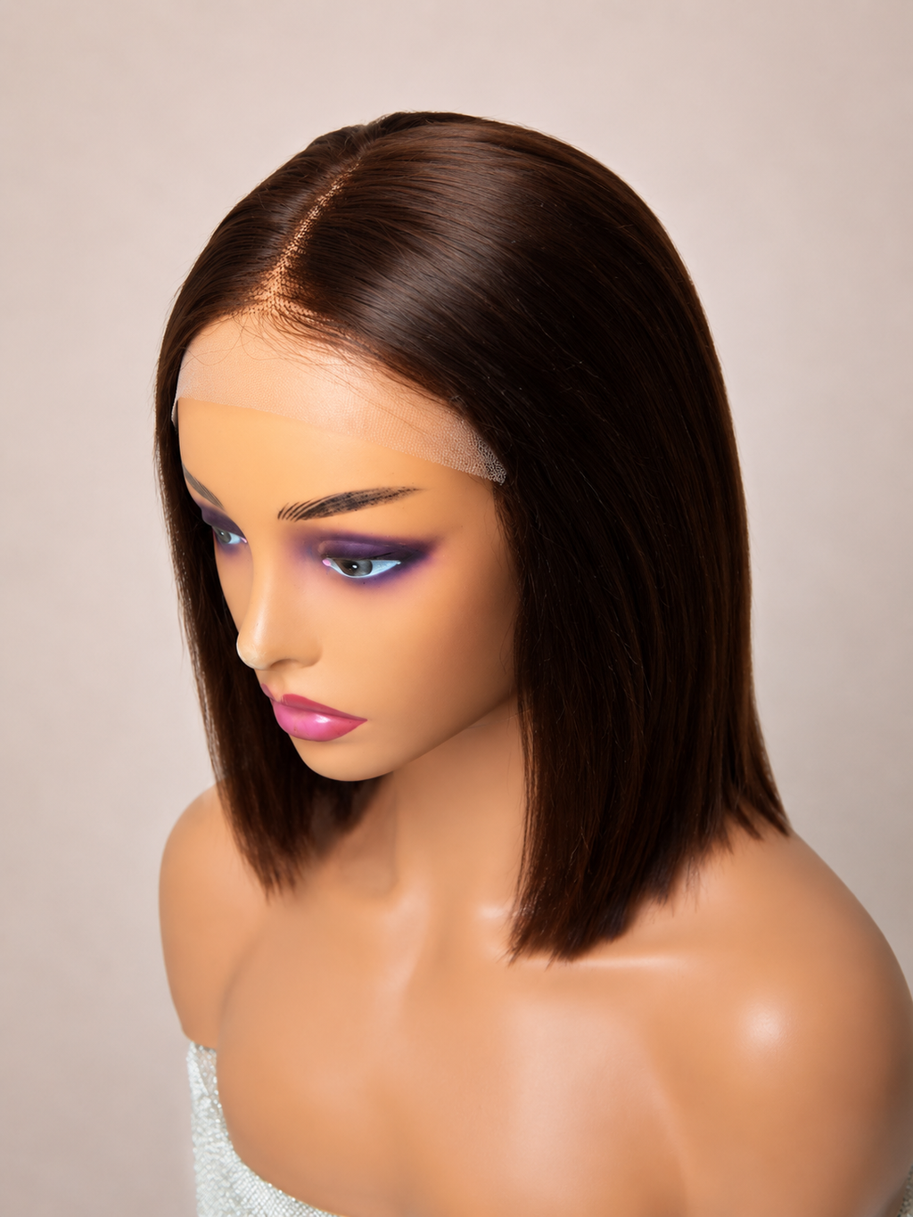 Straight Bob with Closure and Elastic Band (Color Brown or Color 4) Desire-Beauty Hair Collections