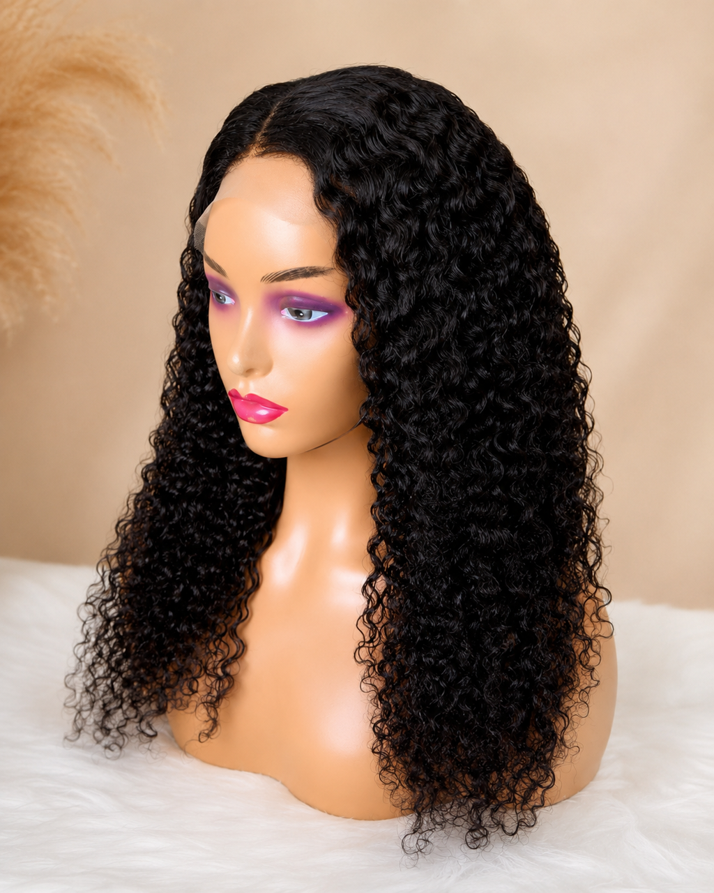 Kinky Curly with Closure and Elastic Band (Color Black) Desire-Beauty Hair Collections