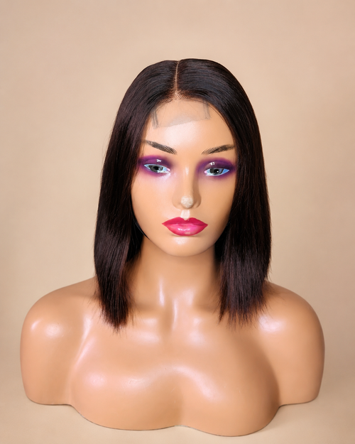 Bob Wig with Closure and Elastic Band (Black Color)