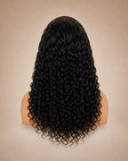 Deep Wave Closure Wig with Elastic Band - 16 Inch (Black Color) Desire-Beauty Hair Collections
