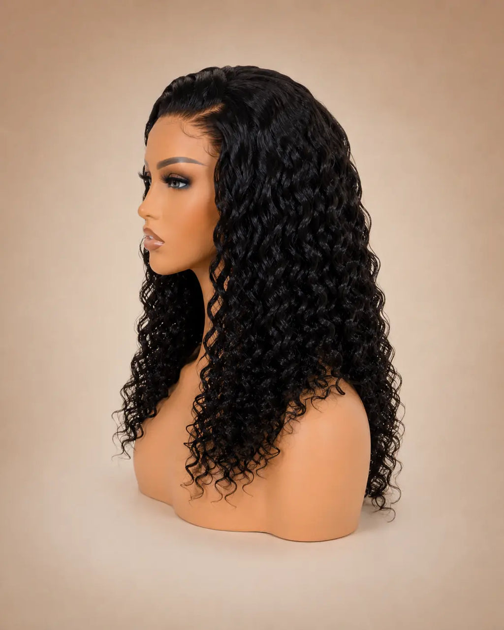 Deep Wave Closure Wig with Elastic Band - 16 Inch (Black Color) Desire-Beauty Hair Collections