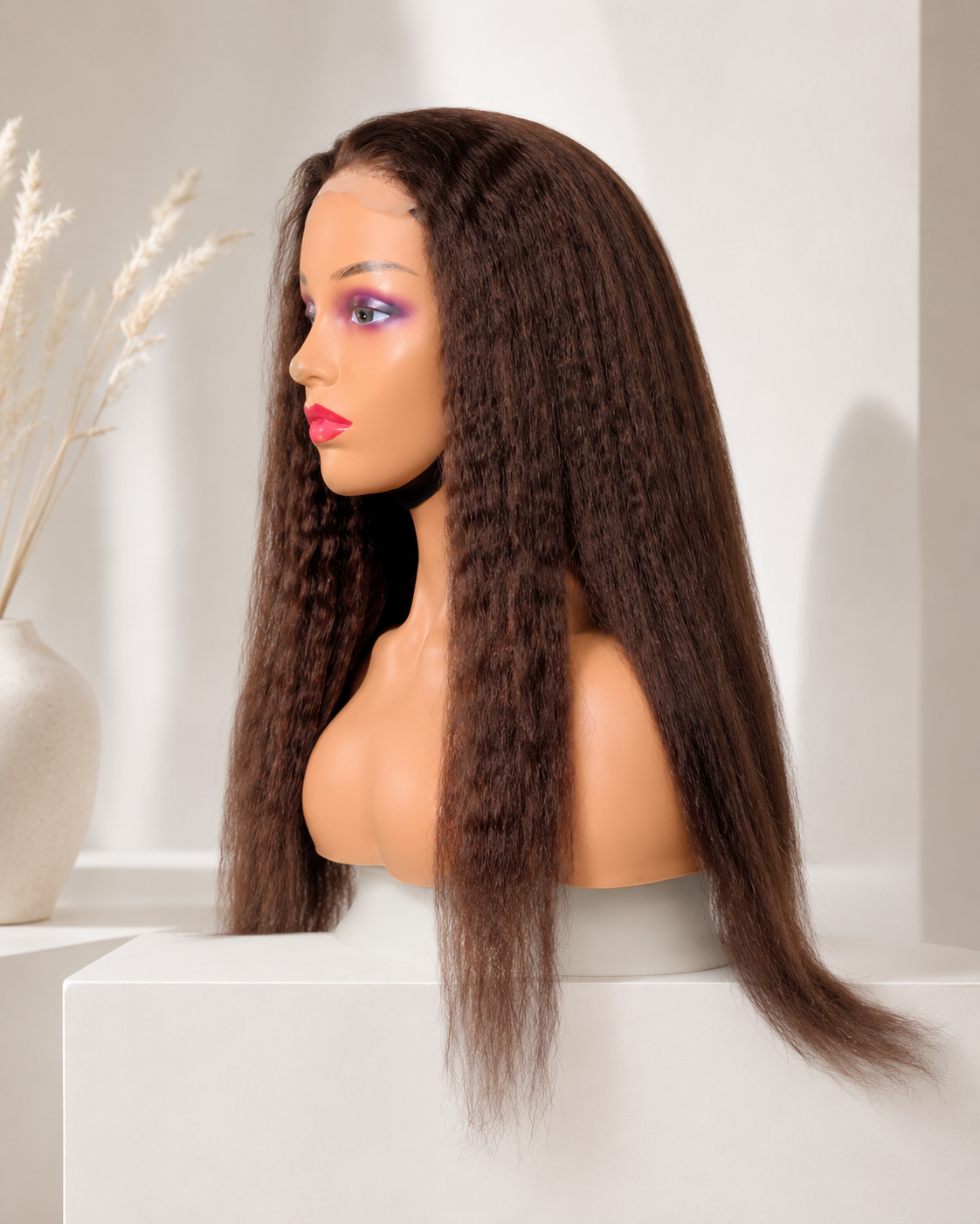 Yanky Straight with Closure and Elastic Band - (4/Brown Color) Desire-Beauty Hair Collections